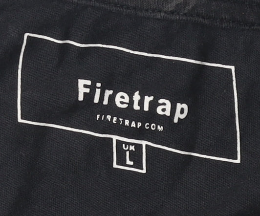 Firetrap Men's Black Skull Print T-Shirt L