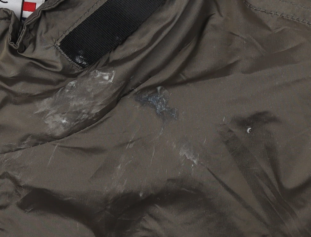 SilkSilk Men's Green Bomber Jacket L with Logo Accents