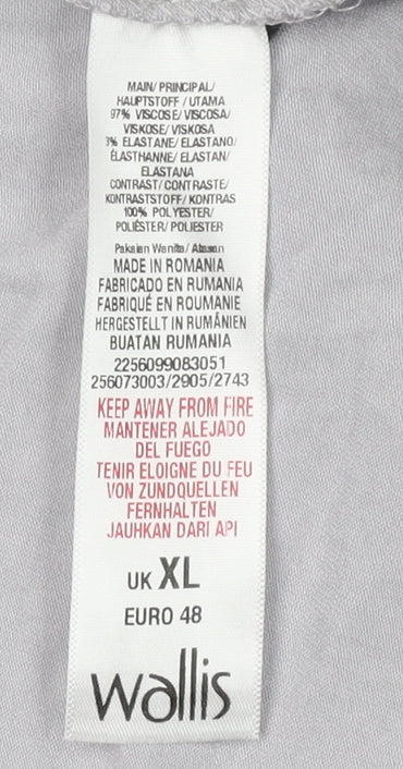 Wallis Women’s Grey Studded Blouse XL 3/4 Sleeve Relaxed