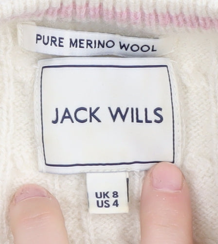 Jack Wills Women's Ivory Merino Wool Pullover Jumper