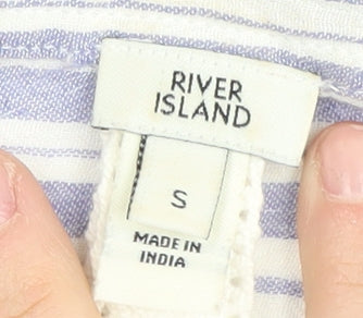 River Island Women's Blue Striped Button-Up Shirt S