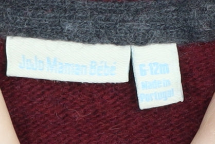 JoJo Maman Bébé Red Unisex Baby Jumper 6-9 Months