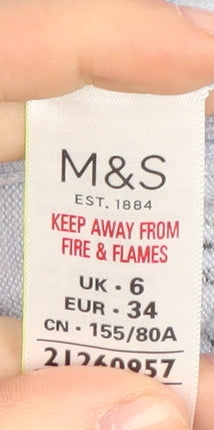 Marks and Spencer Women's Blue Floral Jumper Size 6