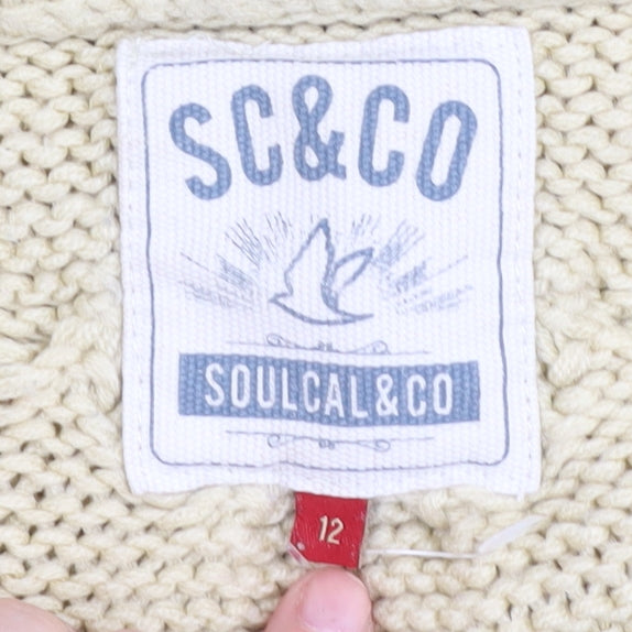 SoulCal&Co Women's Beige & Black Striped Jumper Size 12
