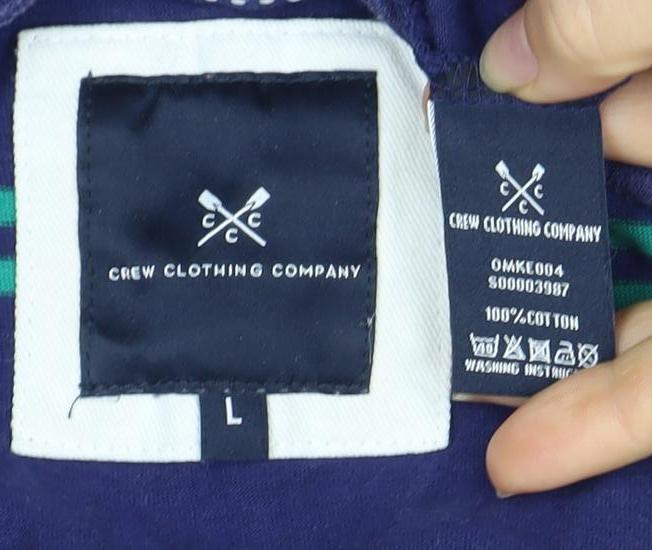 Crew Clothing Company Men's Blue Striped T-Shirt, Size L