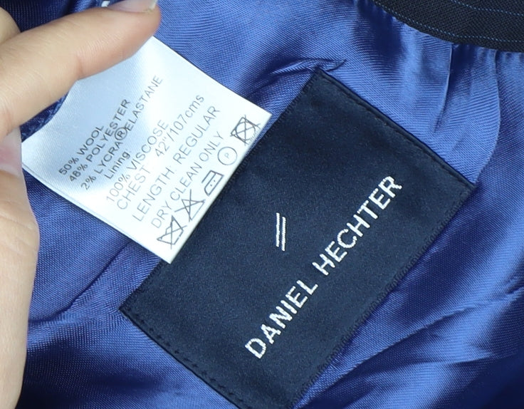 Daniel Hechter Men's Blue Striped 42R Suit Jacket