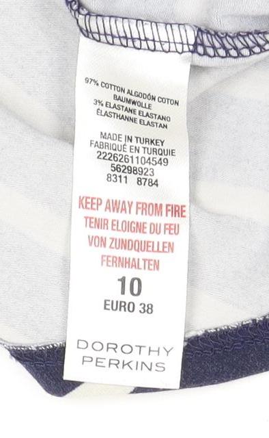 Dorothy Perkins Women's Blue Striped Skater Dress 10