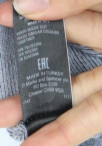 Marks and Spencer Women's Blue Plaid Long Sleeve Top