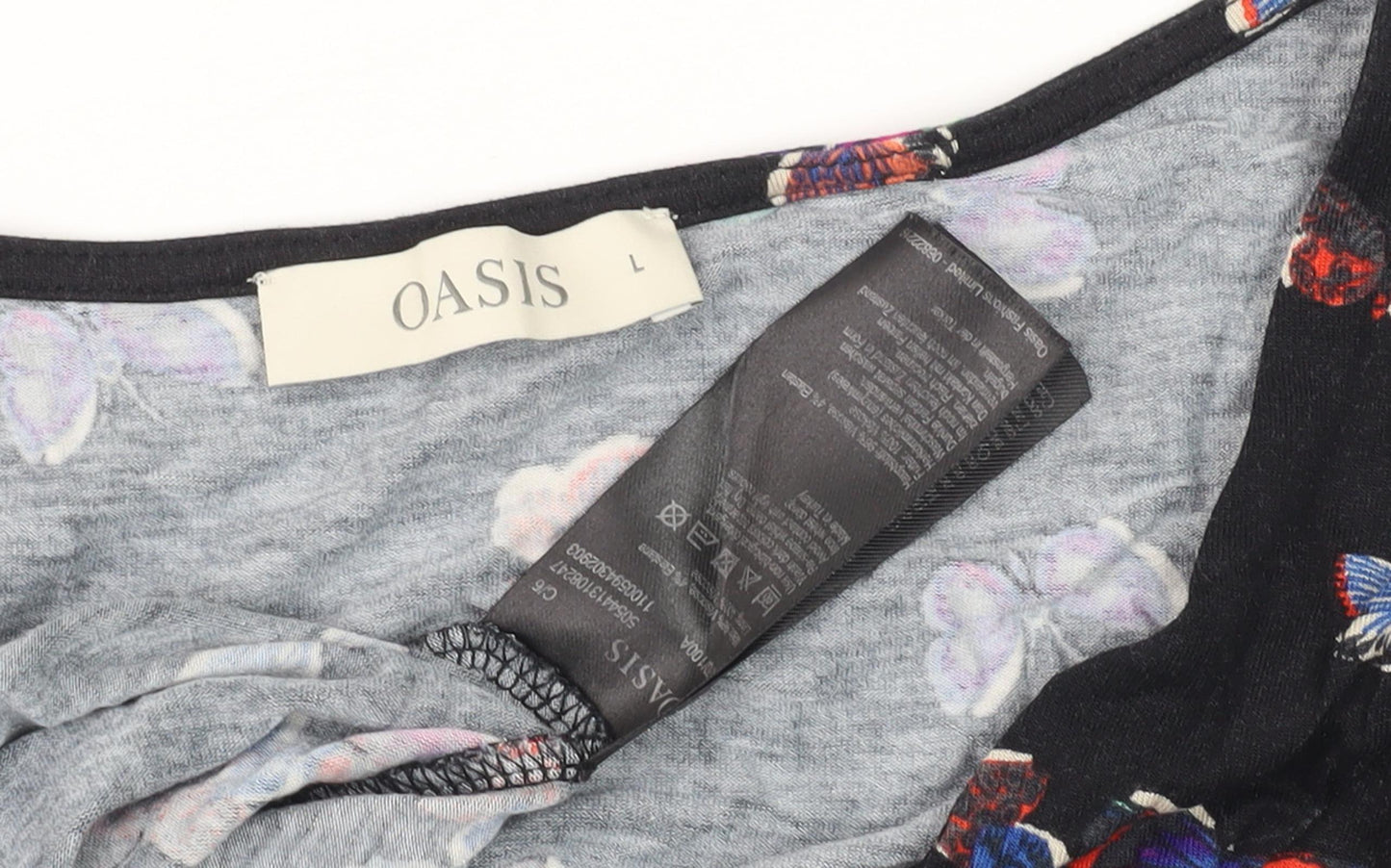 Oasis Women's Black Floral Cold Shoulder Dress L