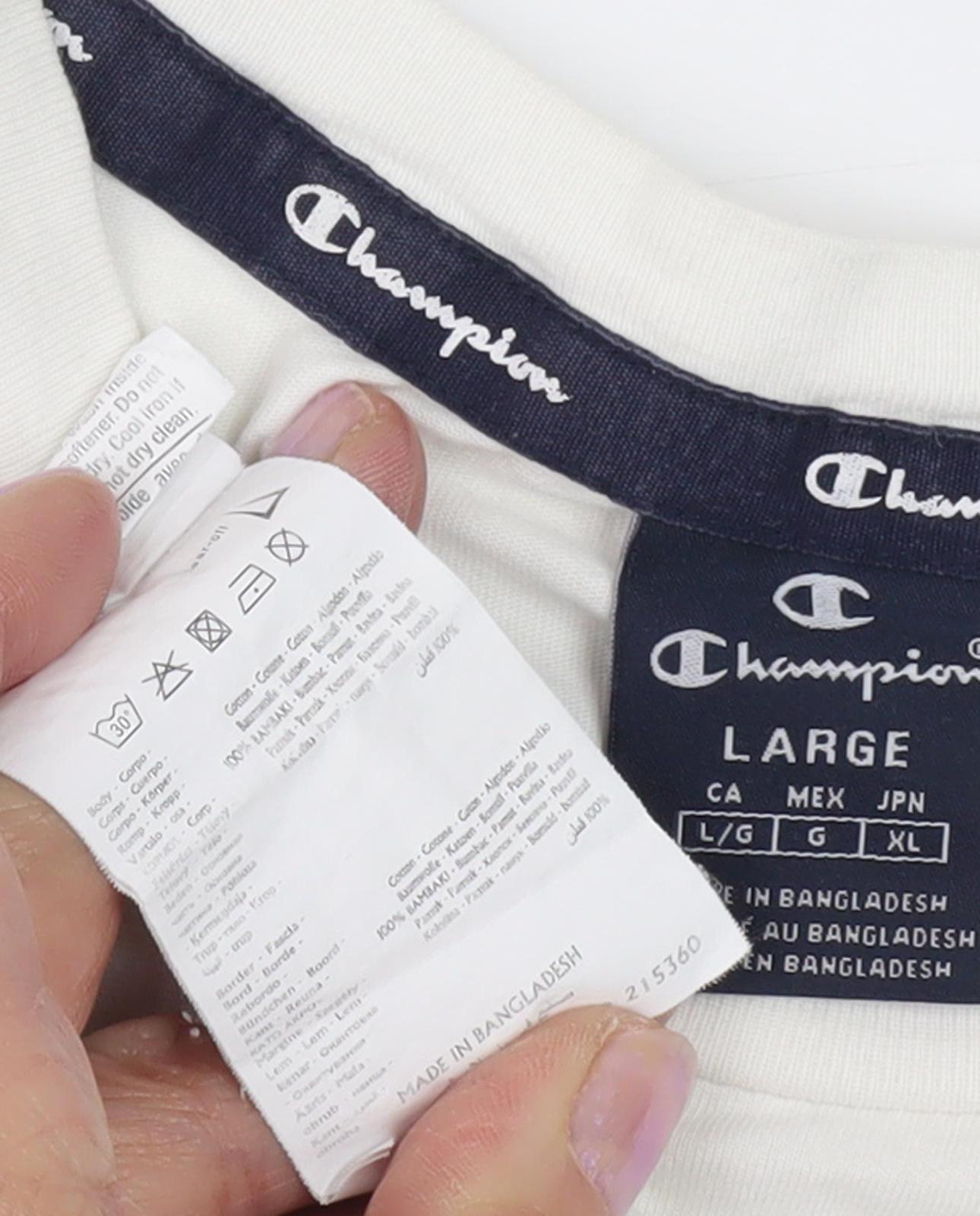 Champion Men's White T-Shirt L Regular Fit