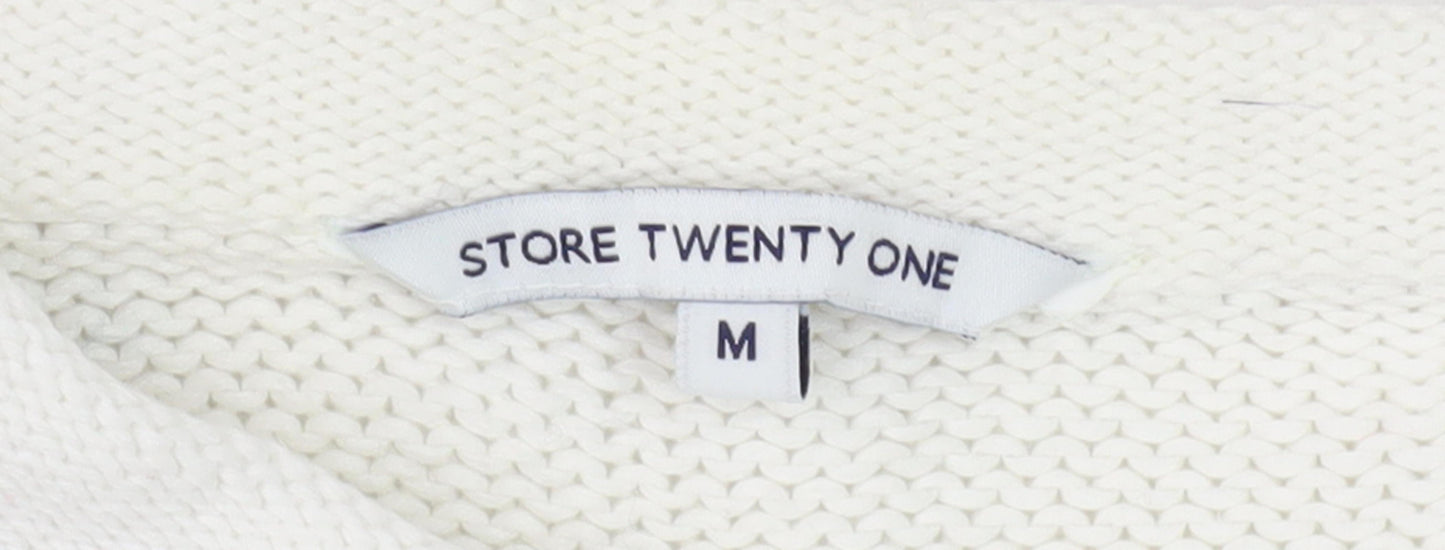 Store Twenty One Women’s Ivory M Cable-Knit Cardigan