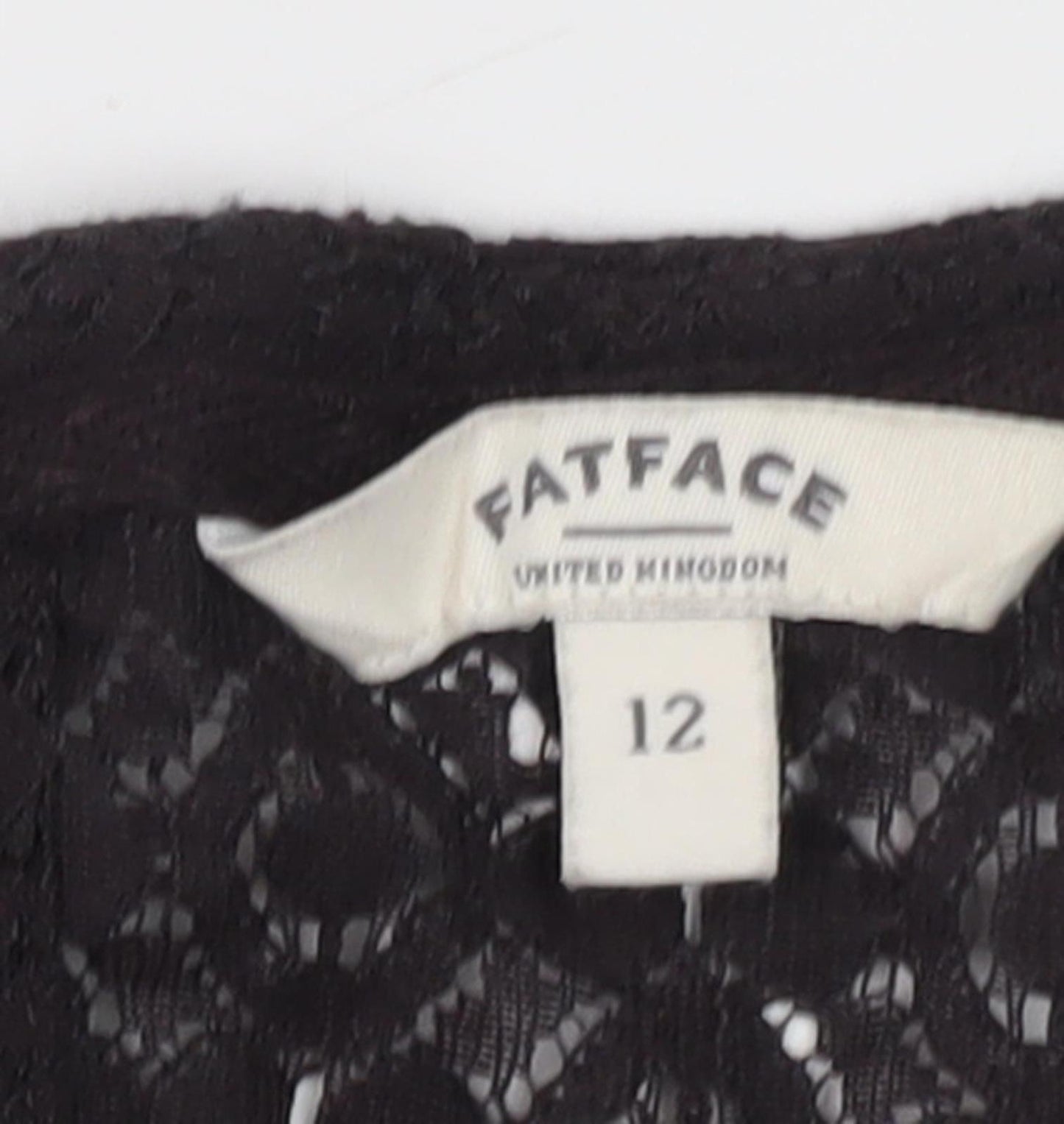 Fat Face Women's Black Lace Short Sleeve Top Size 12