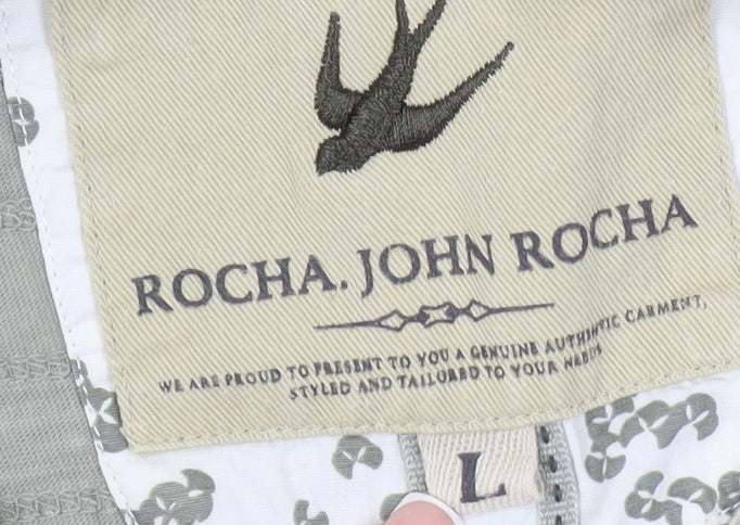 Rocha John Rocha Men's Grey Striped T-Shirt, Size L