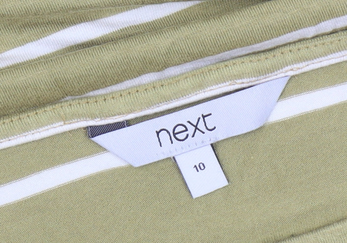 Next Women's Green Striped T-Shirt Size 10