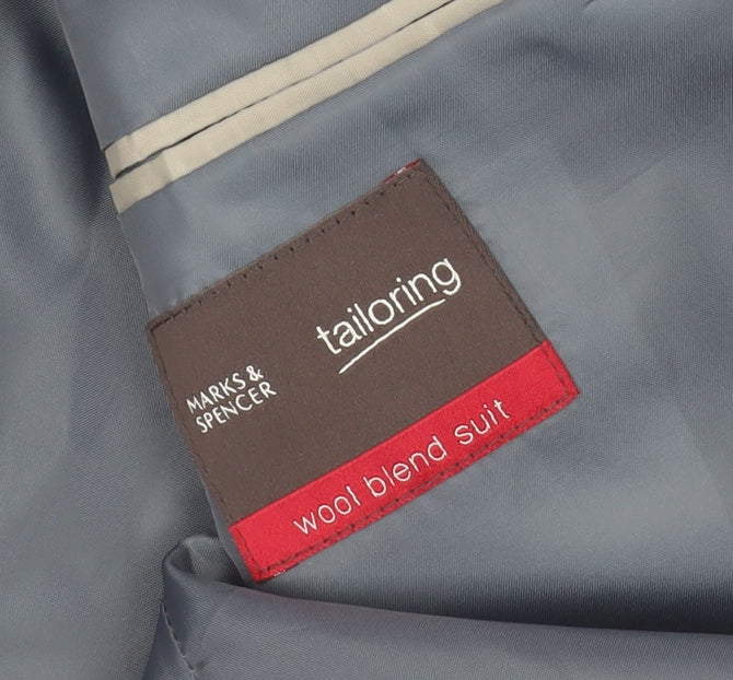 Marks and Spencer Men's Blue Striped Suit Jacket 40S