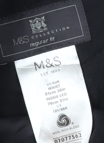 Marks and Spencer Men's Grey Regular Fit Trousers