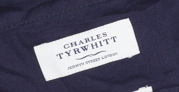 Charles Tyrwhitt Men's Blue Wool Trousers, Size 36R