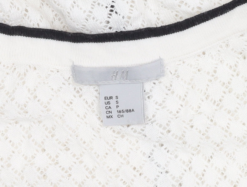 H&M Women's White V-Neck Cardigan, Size S