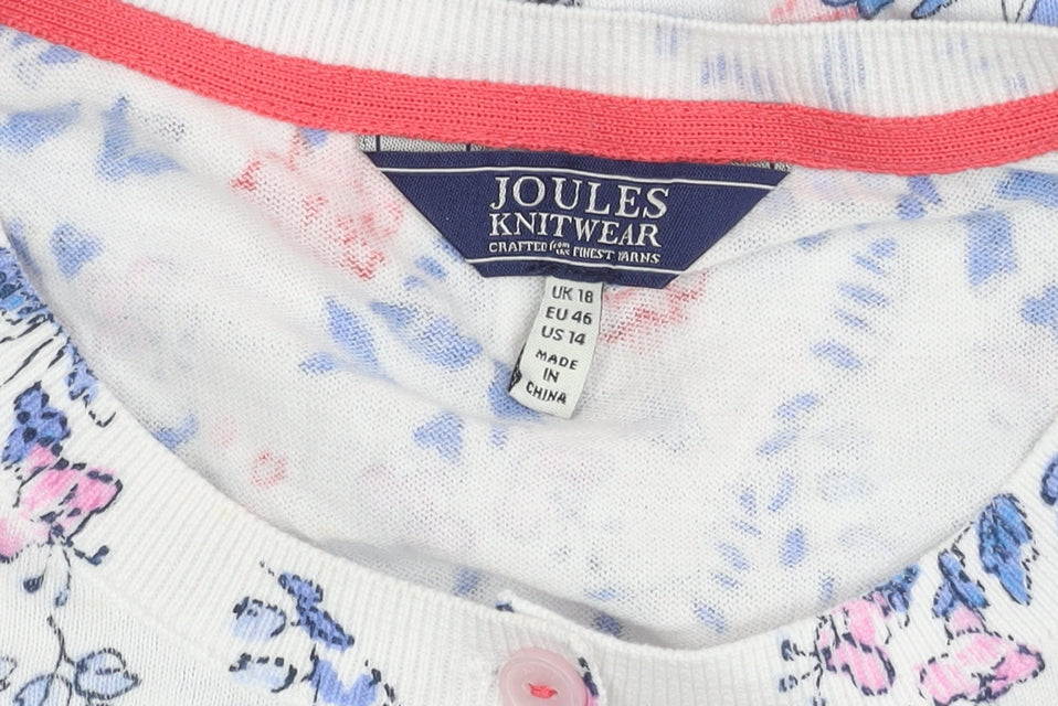 Joules Women's Floral Cardigan, Multicoloured, Size 18