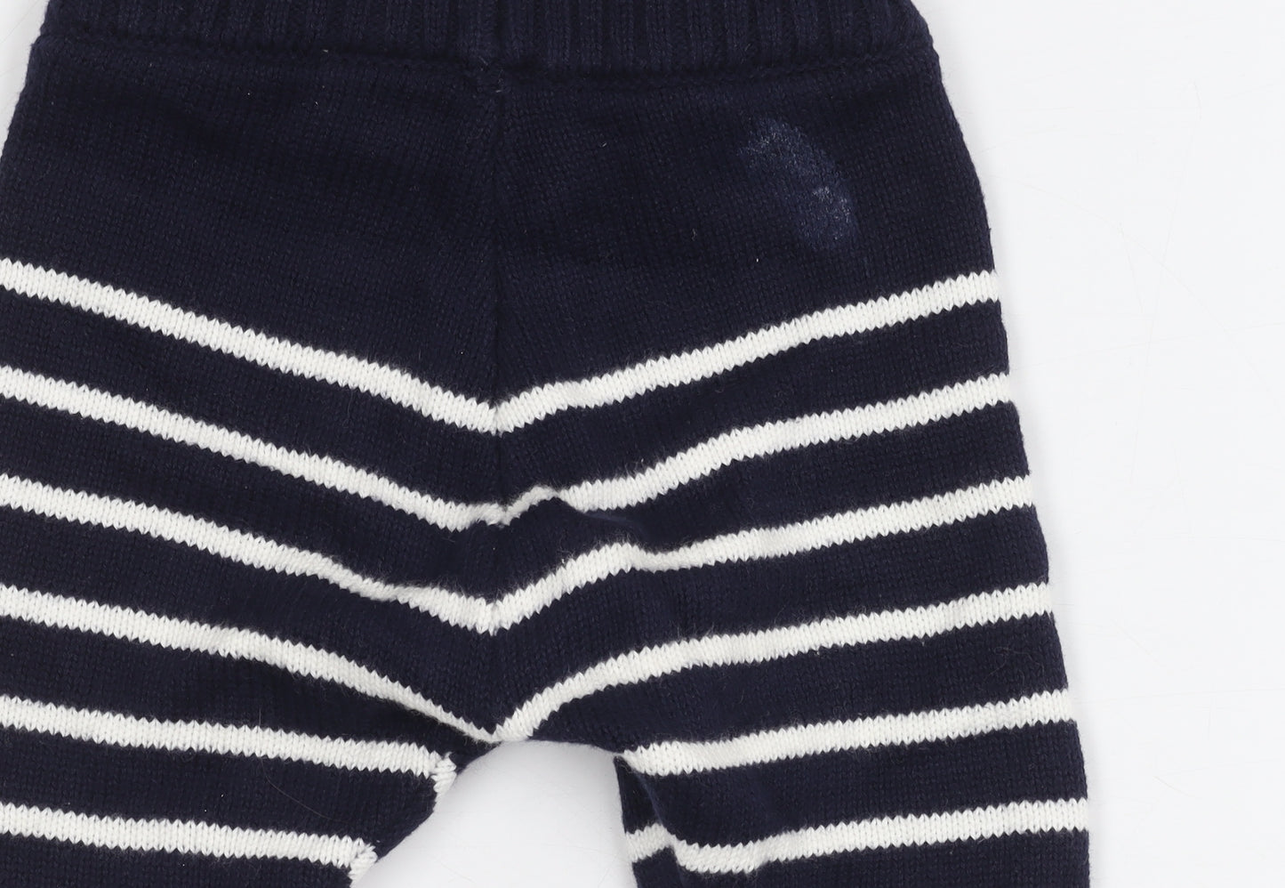 Unisex Baby Blue Striped Cotton Knit Trousers, Size Up to 1M