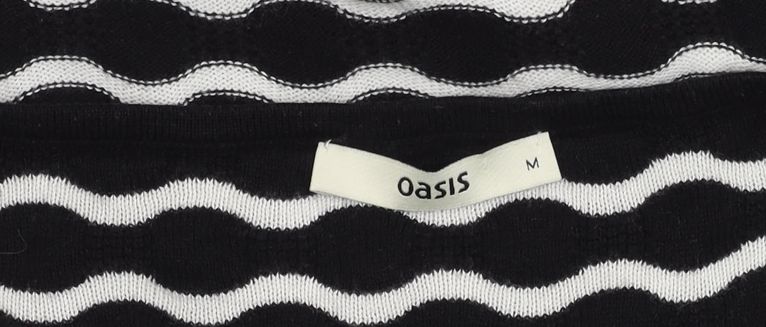 Oasis Womens Black Striped Pullover Jumper - M