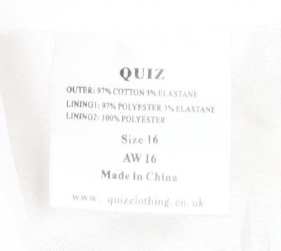 Quiz Womens Black Floral Fit & Flare Dress, Size 16