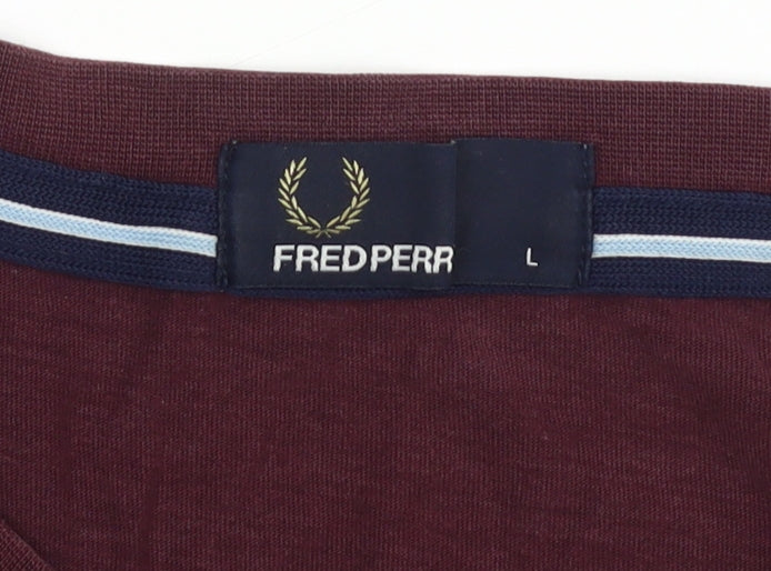 Fred Perry Men's Red Crew Neck T-Shirt L