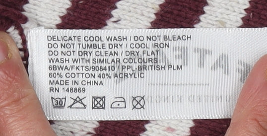 Fat Face Women's Red Striped Pullover Jumper Size 14