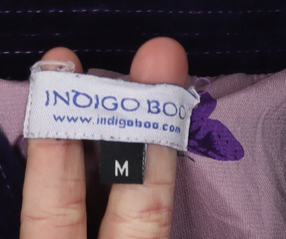 Indigo Boo Women's Purple Velvet Overcoat, M, Buttoned