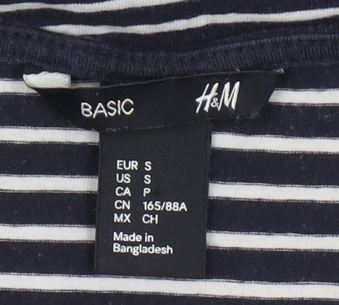 H&M Women's Black Striped Basic T-Shirt Size 12
