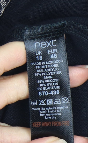 Next Black Short Sleeve Top Size 18 with Animal Print