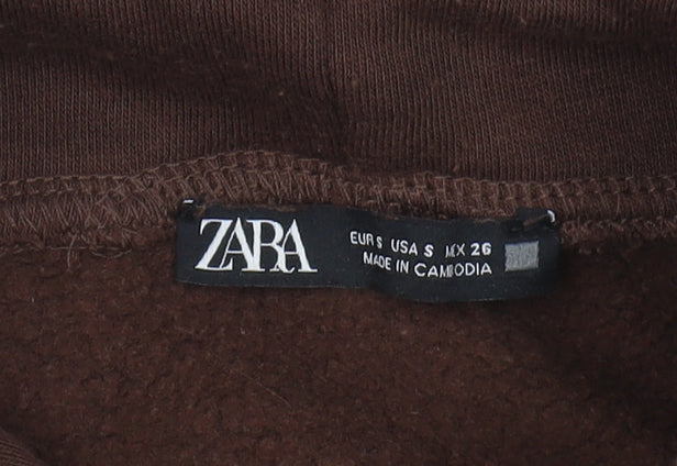 Zara Women's Brown Hoodie Size S Casual Fleece