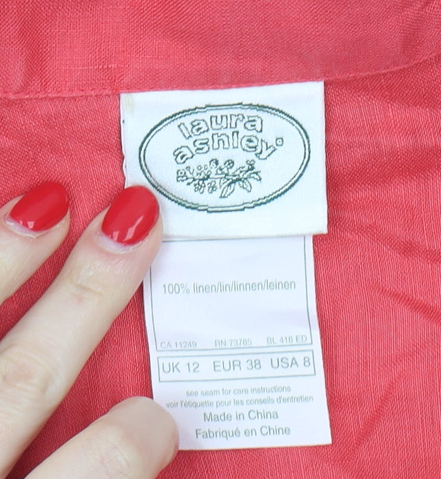 Laura Ashley Red Linen Blouse for Women, Size 12