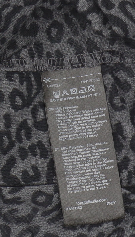 Long Tall Sally Women's Grey Animal Print Top L