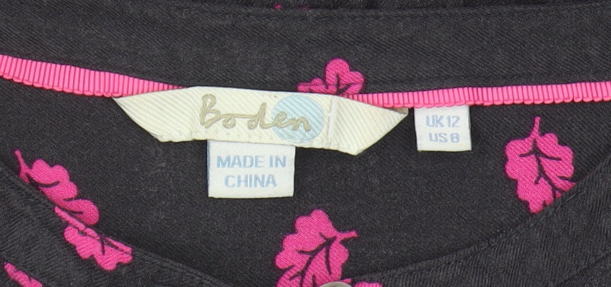 Boden Women's Black Floral Blouse UK 12