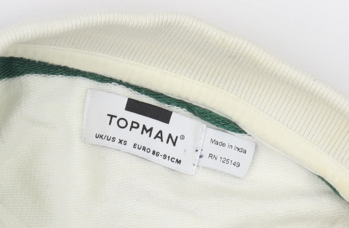 Topman Men's Green Striped Collared Sweatshirt XS