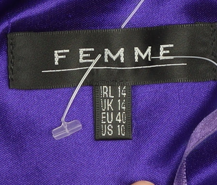 FEMME Women's Purple Sleeveless Dress Size 14