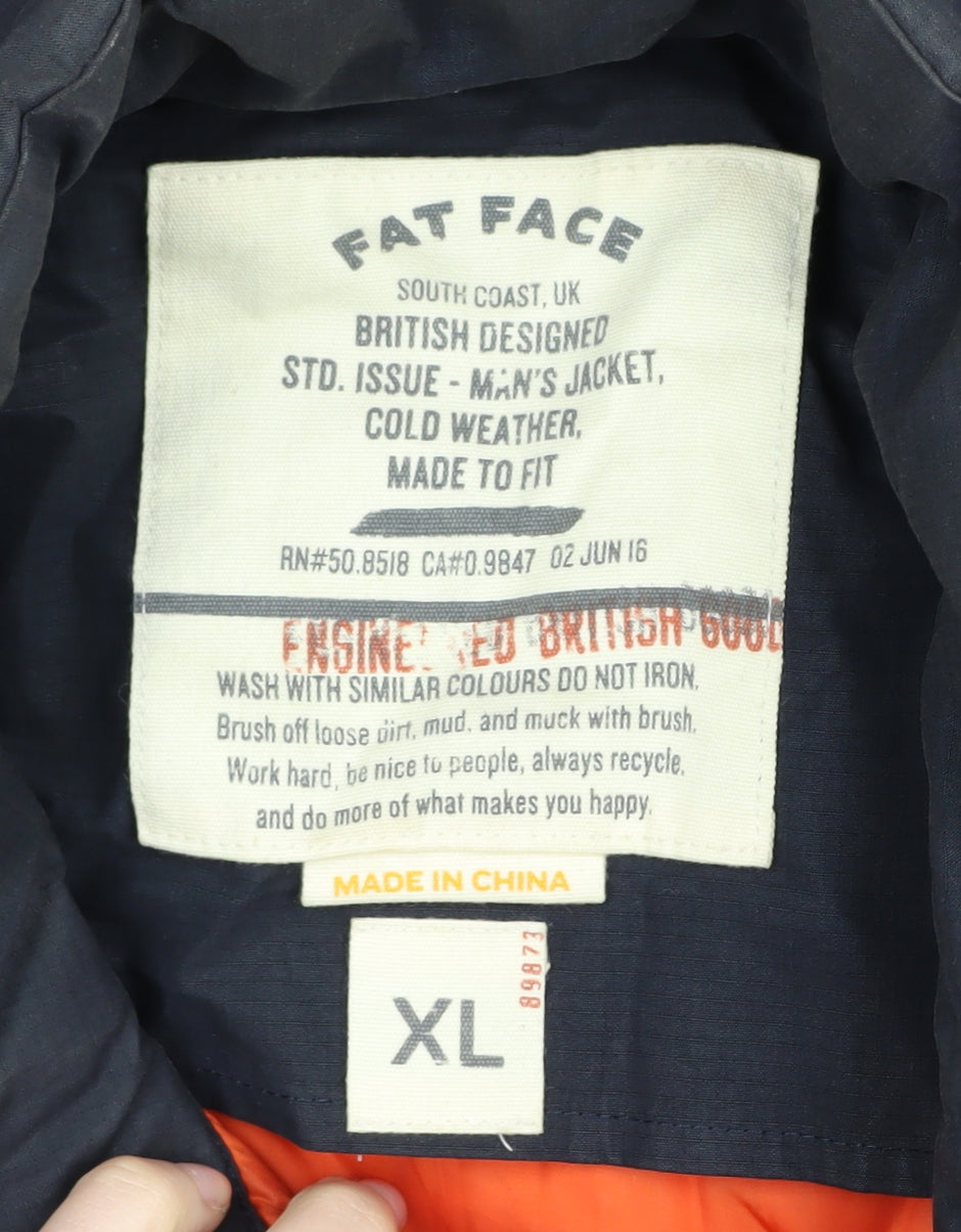 Fat Face Men's XL Blue Puffer Jacket, Winter Warmth