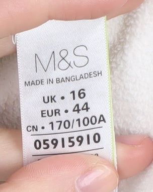 Marks and Spencer Women's White Fleece Jacket, Size 16