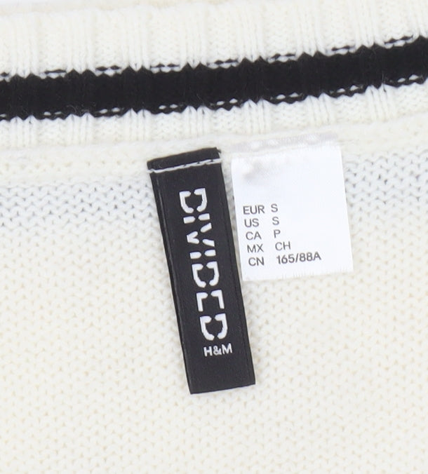 H&M Women’s White V-Neck Pullover Jumper, Size 12