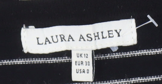 Laura Ashley Women's Black Striped Pullover Jumper Size 12