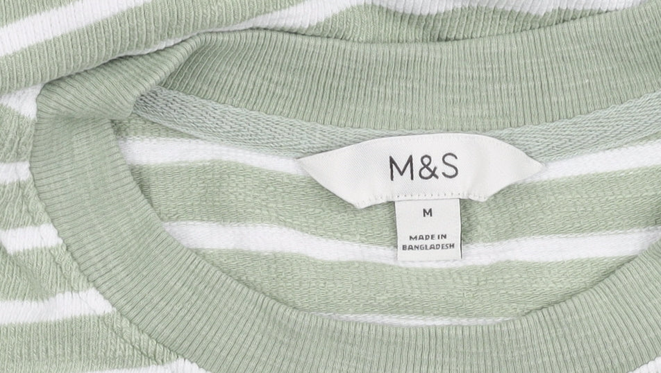 Marks and Spencer Women's Green Striped Pullover Jumper
