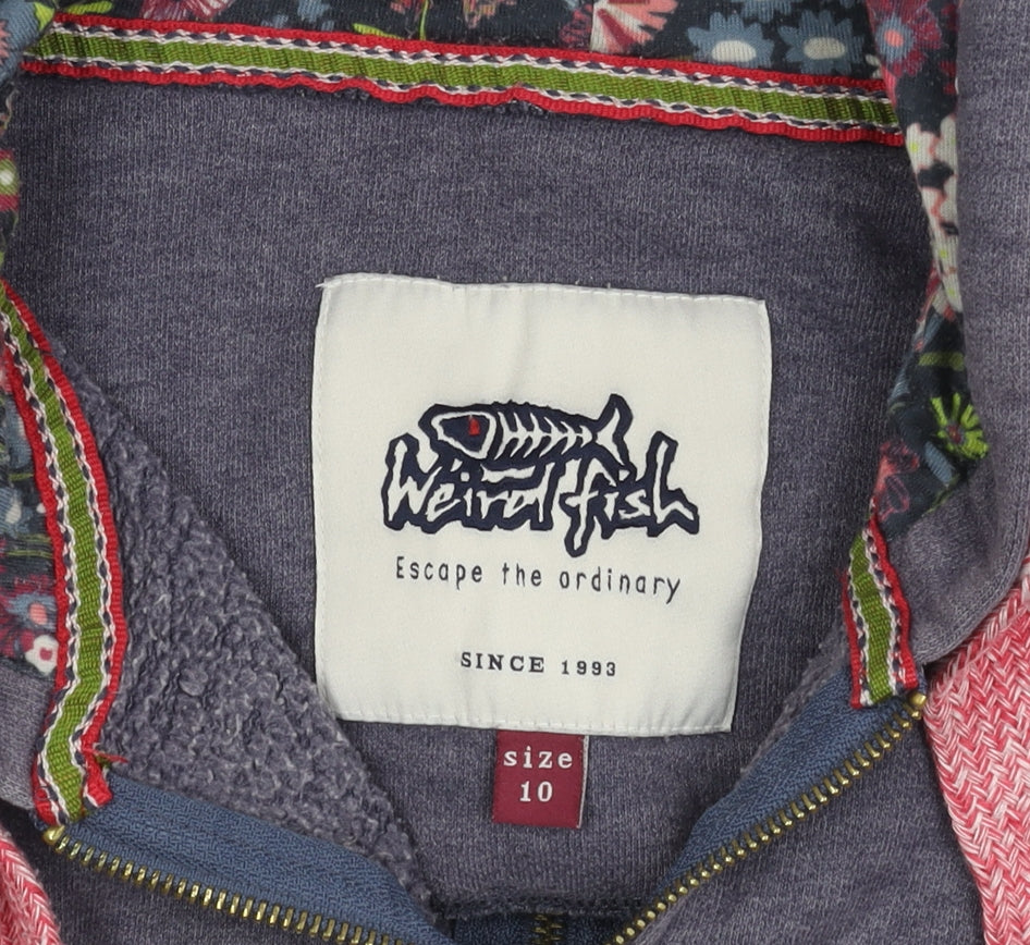 Weird Fish Women's Grey Full Zip Hoodie Size 10
