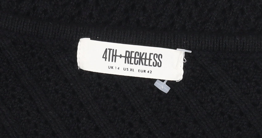 4th & Reckless Women's Black Cropped One Shoulder Top