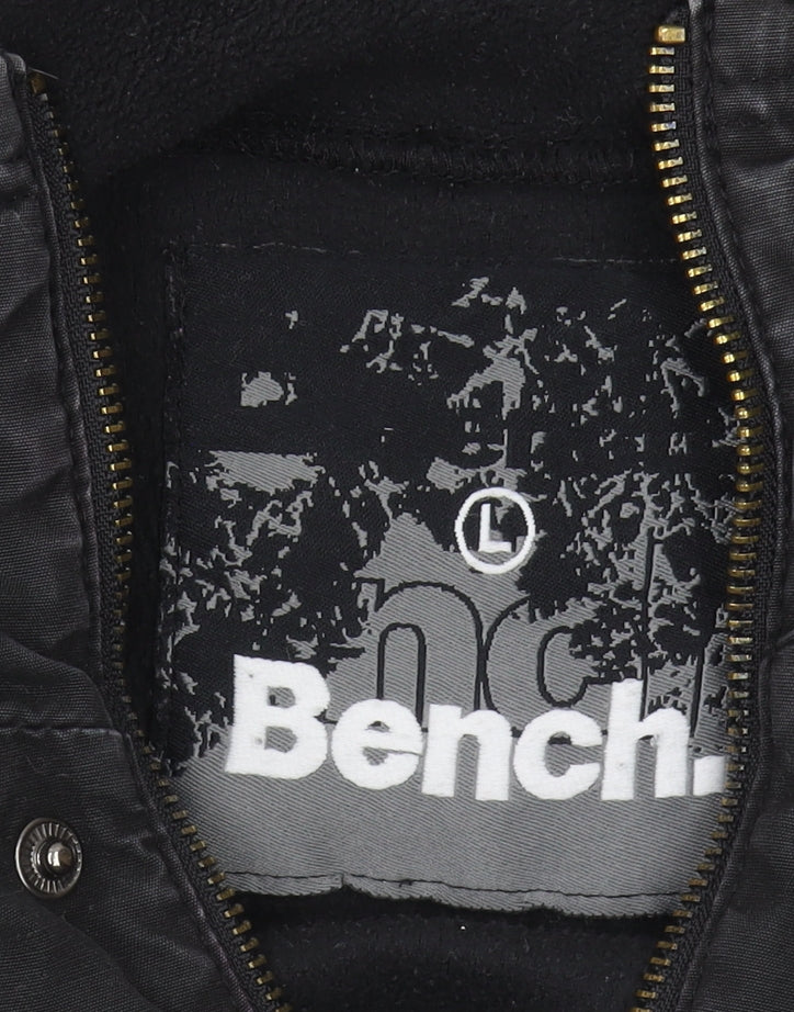Bench Men's Black Fleece Jacket, Size L, Stand-Up Collar