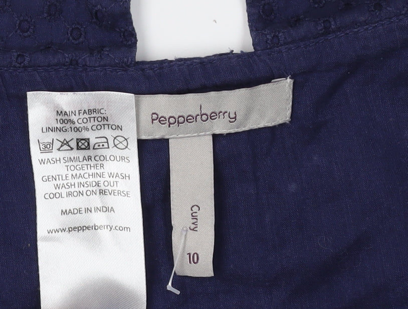 Pepperberry Women's Blue Collared Blouse Size 10