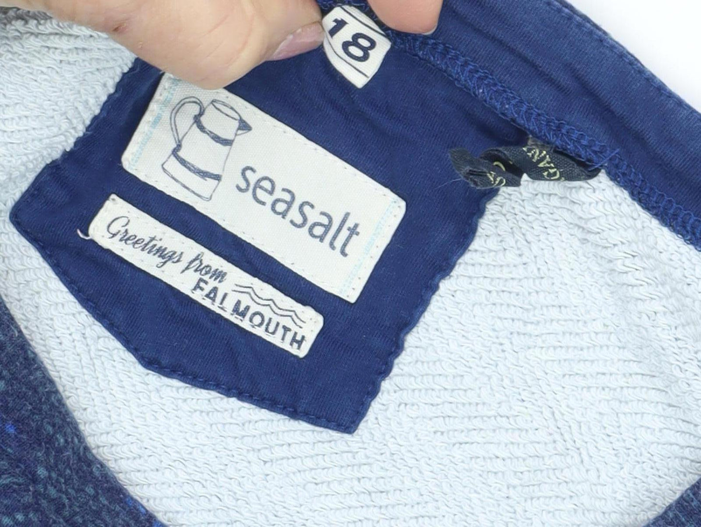 Seasalt Women's Blue Geometric Cotton Sweatshirt Size 18