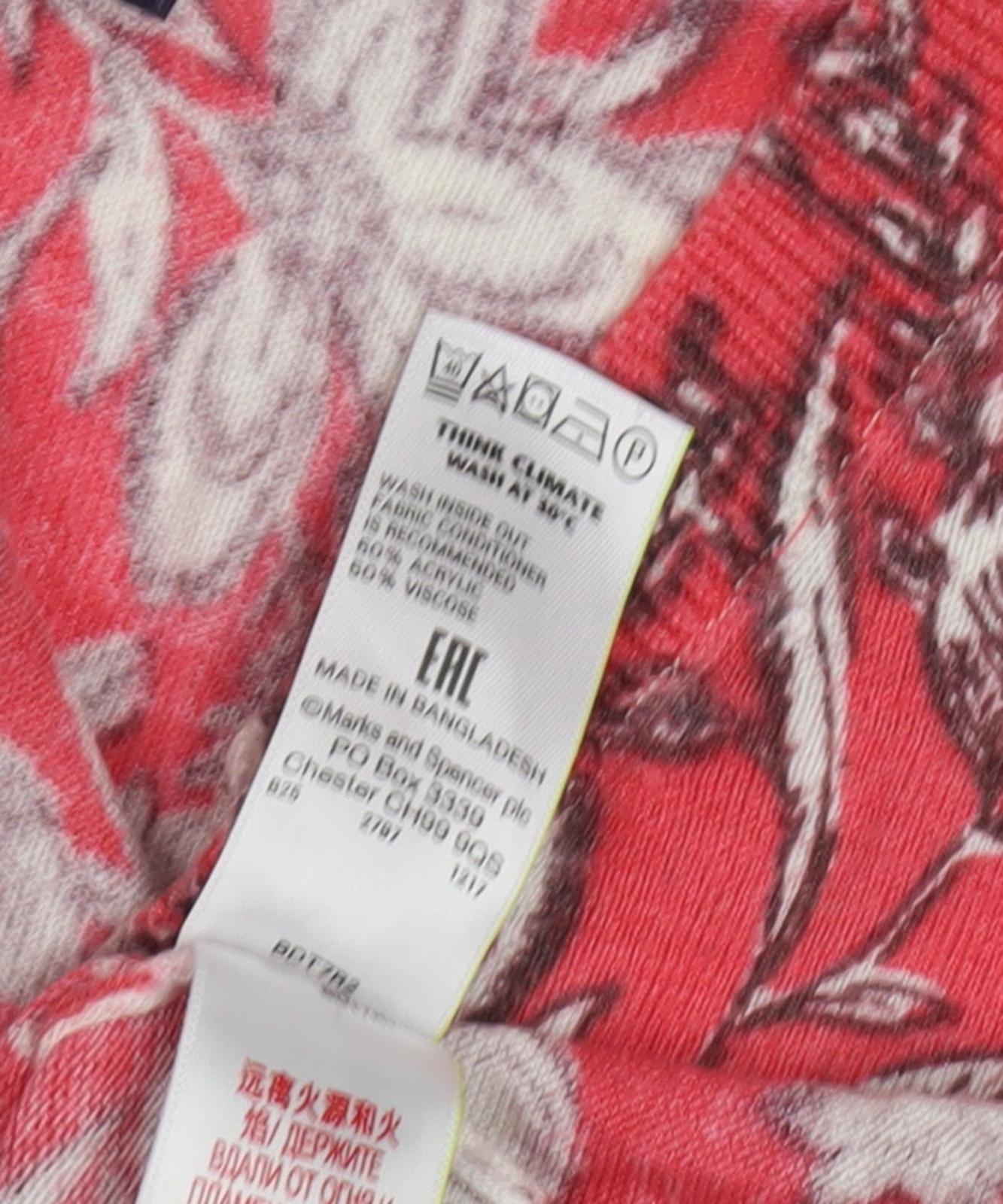 Marks and Spencer Women's Red Floral Knit Pullover M