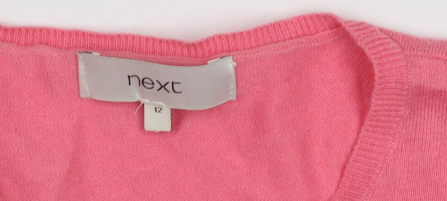 Next Women's Pink Geometric Regular Fit Jumper, Size 12