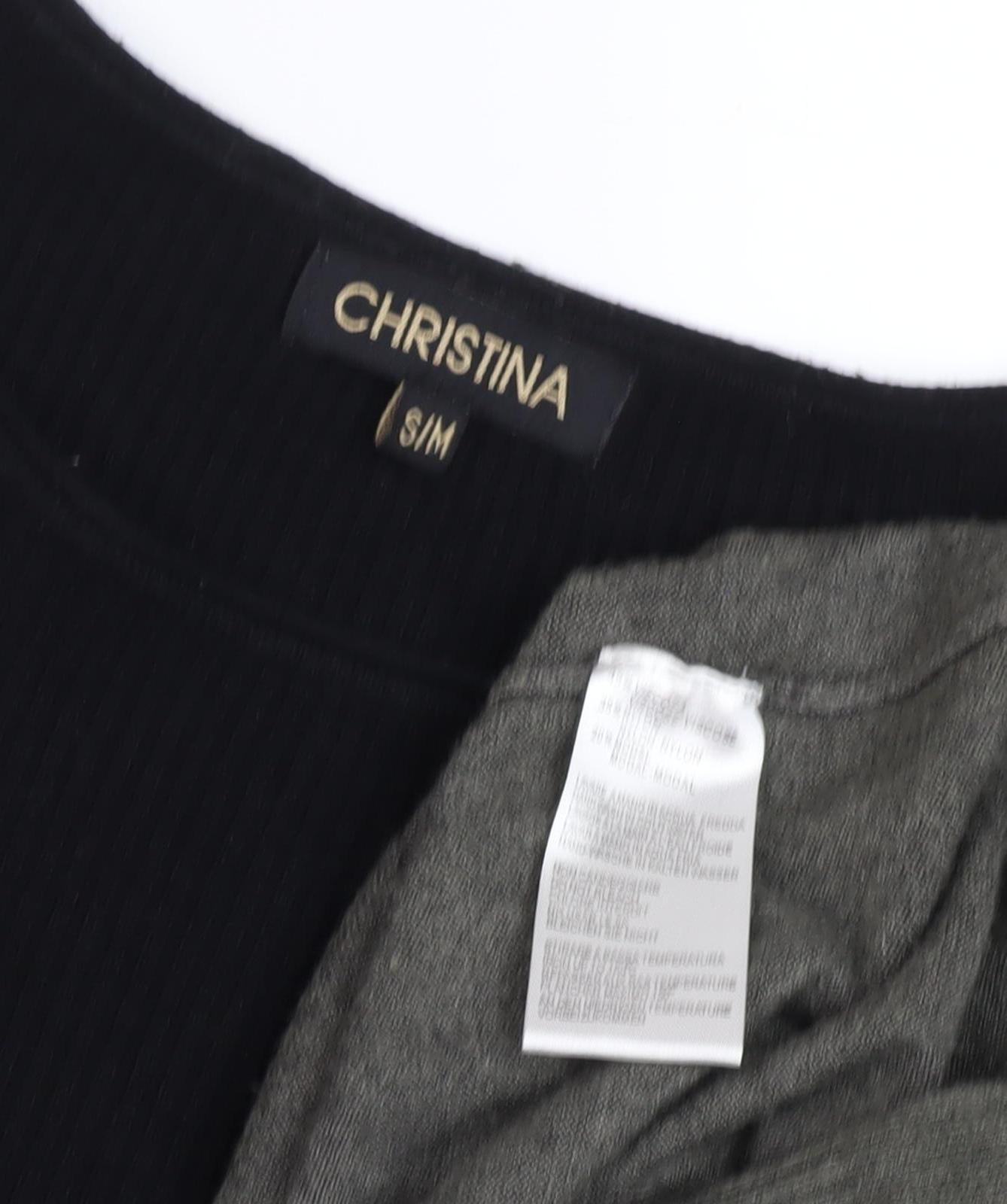 Christina Women's Knit Dress S Long Sleeve Black Grey